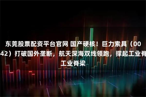 东莞股票配资平台官网 国产硬核！巨力索具（002342）打破国外垄断，航天深海双线领跑，撑起工业脊梁